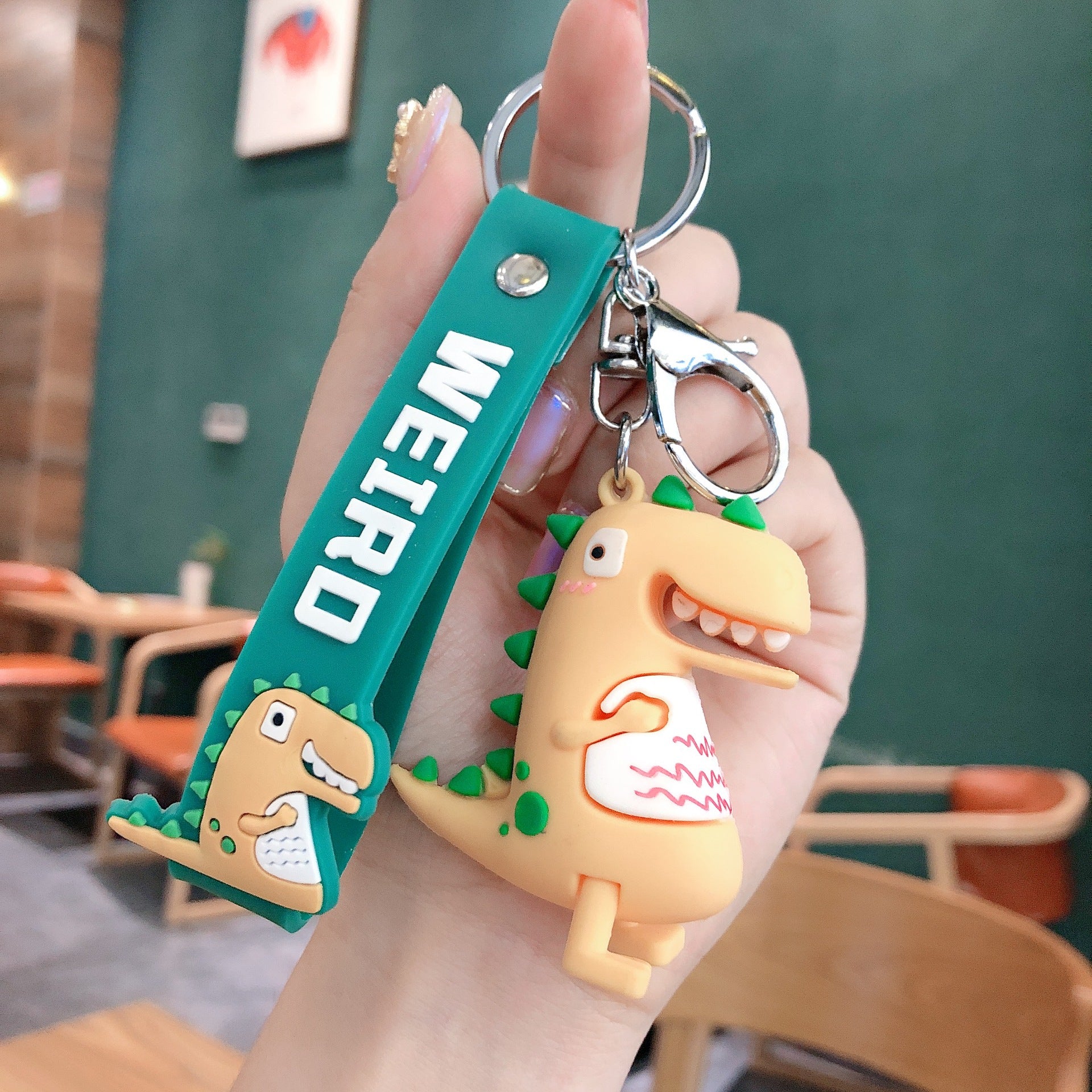 Wholesale PVC Cartoon Dinosaur Cute Wide Hand Strap Keychain
